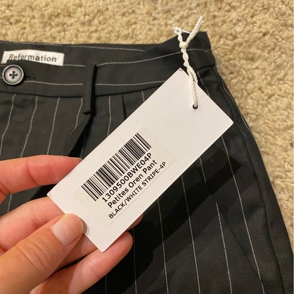 Reformation Black Pinstripe Trousers - Picture 7 of 13